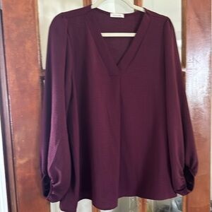 Cotton Bleu Burgundy long sleeve Top. Size Meduim.  Worn once